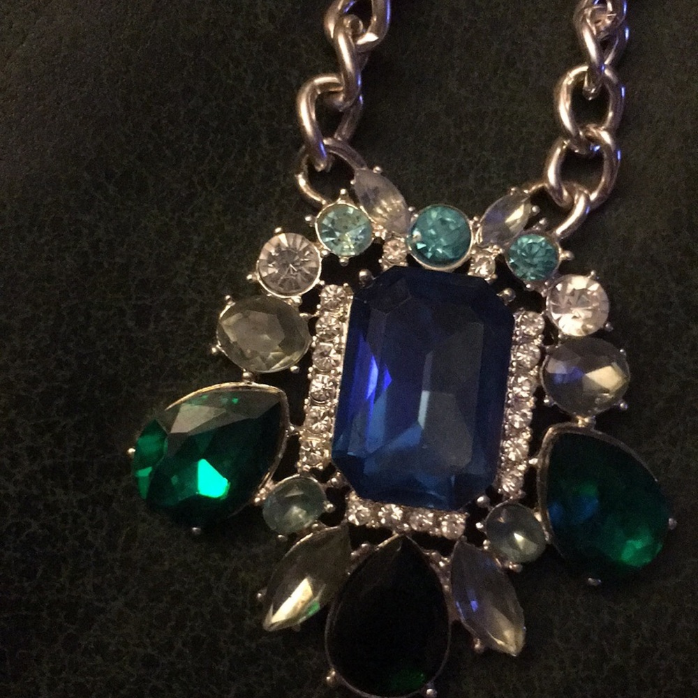 Nine West necklace with blues, greens, rhinestones